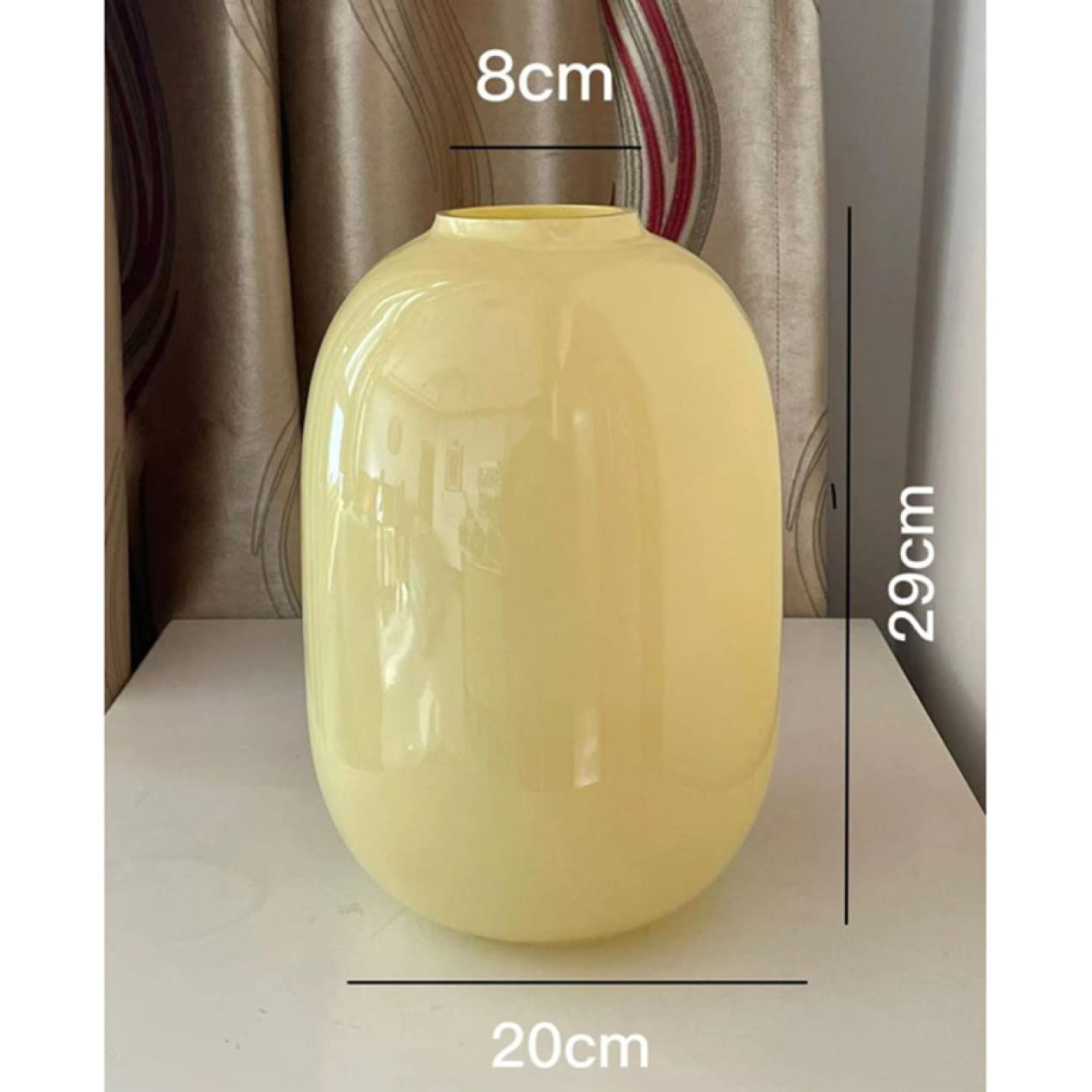 Amazon.co.jp: ガラス フラワーベース 丸形 花瓶 イエロー ガラス 