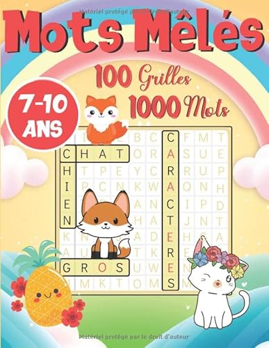 Mots Mêlés: Bloc Jeux de Mots Cachés pour Enfants dès 7 ans | 100 Grilles - 1000 Mots | Livre n°1 – Nature &amp; Animaux | Gros Caractères &amp; Grand Format ... Cadeau éducatif pour les vacances &amp; en voyage