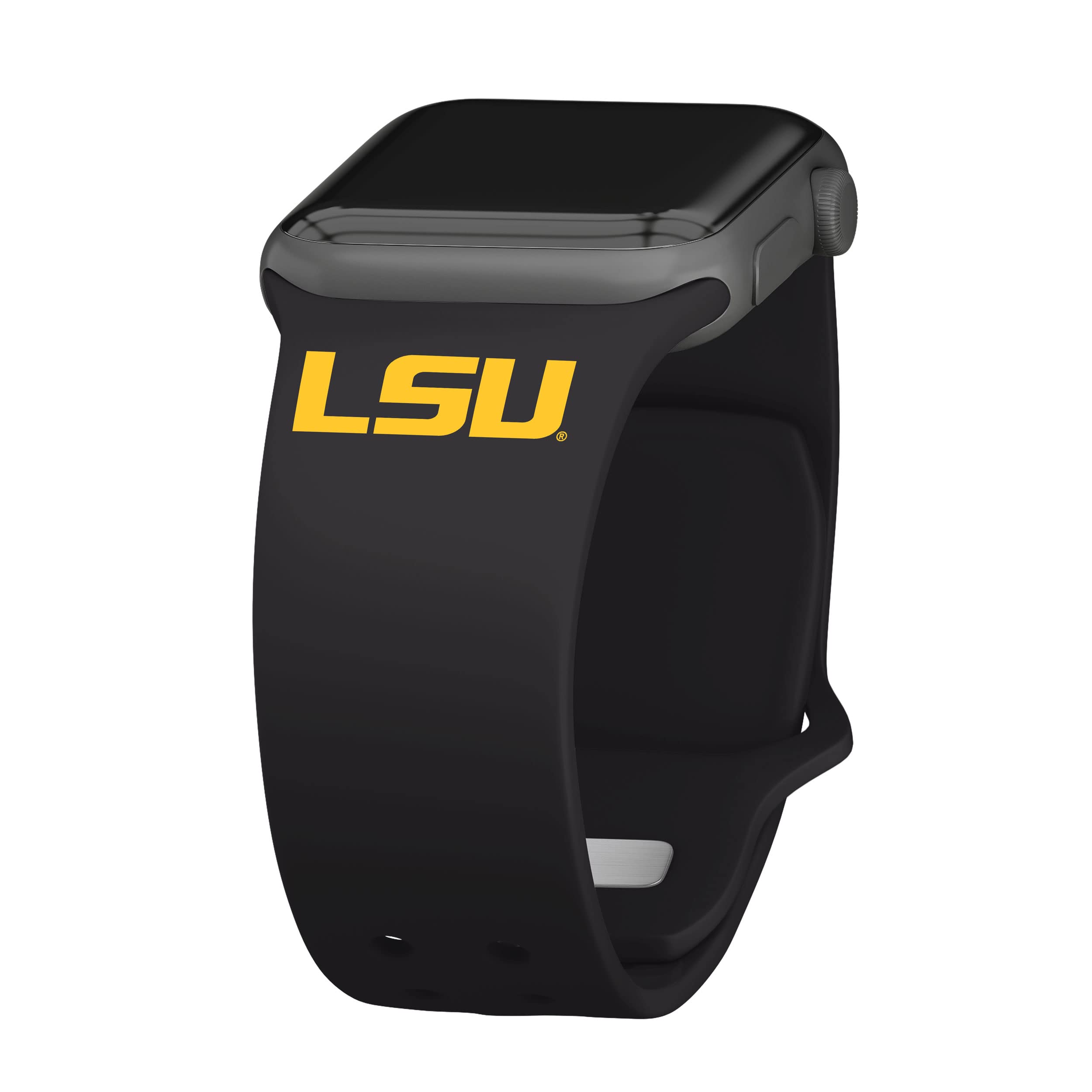 Affinity Bands Louisiana State LSU Tigers Silicone Sport Band compatible with Apple Watch (42/44/45mm Black)