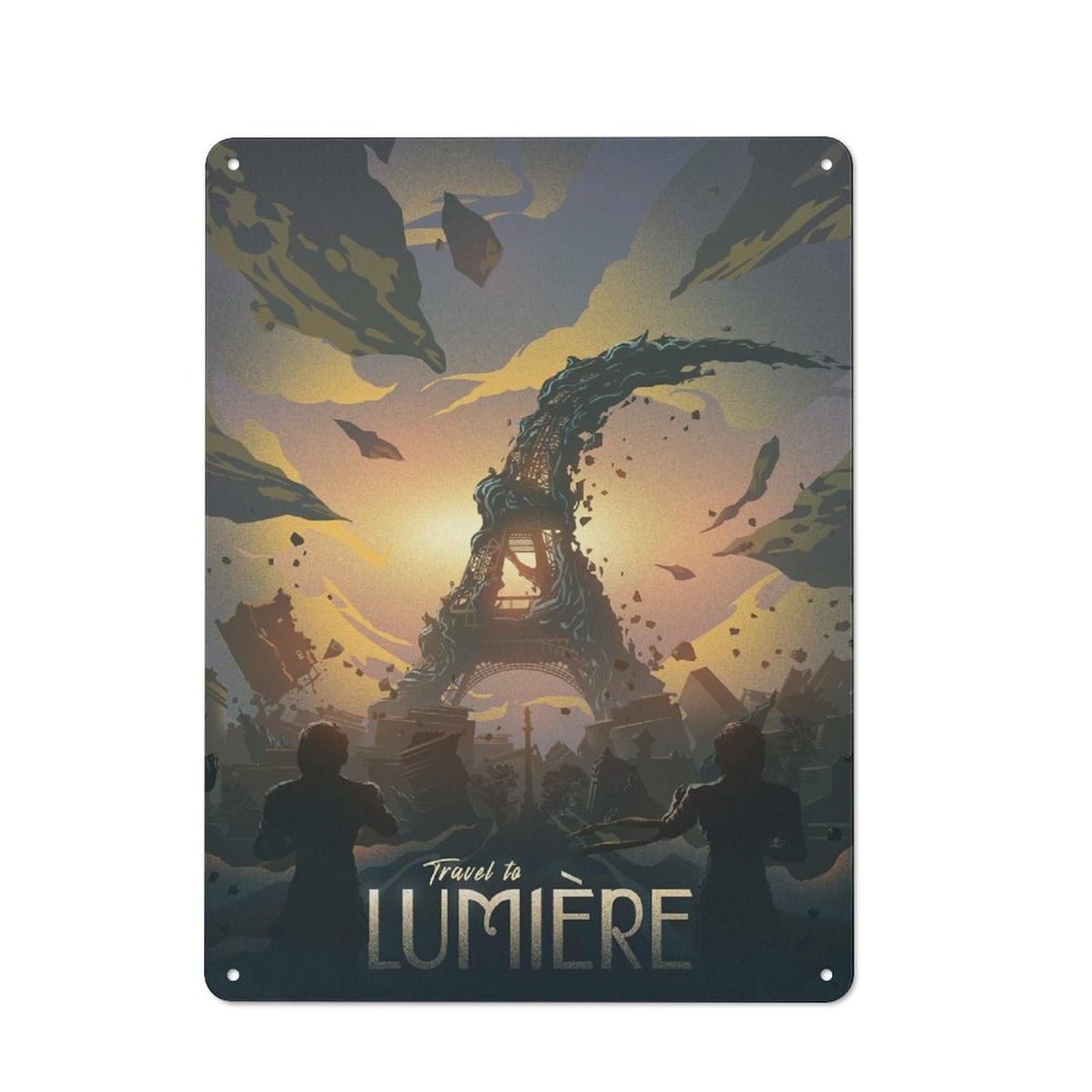 Junmoney Style-6 Metal Wall Sign 40X30cm Featuring Lumiere Travel Poster For Workshop Wall, For Room Styling Across Workshops And Hobby Rooms