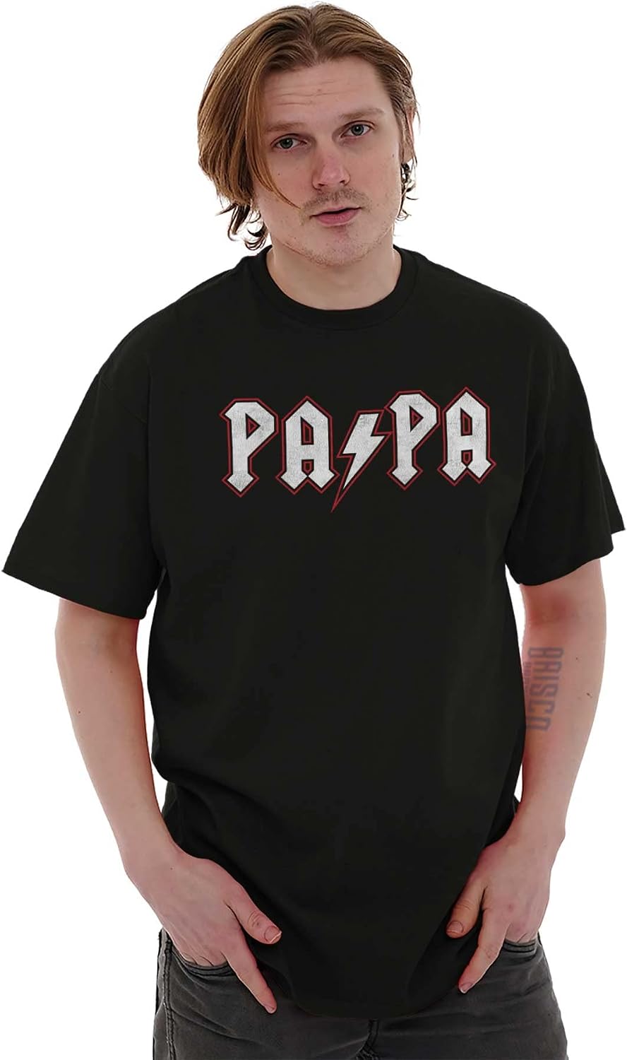 Papa Rock Logo Grandpa Grandfather Mens Graphic T Shirt Tees