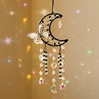 Vista 14 de Artilady Atrapasueños para niñas – Atrapasueños de mariposa pequeña negra con cristales, bonita decoración de habitación para adolescentes y niños