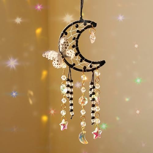 Miniatura 15 de Artilady Atrapasueños para niñas, diseño de mariposa morada, pequeños atrapasueños con cristales, bonita decoración de habitación para adolescentes