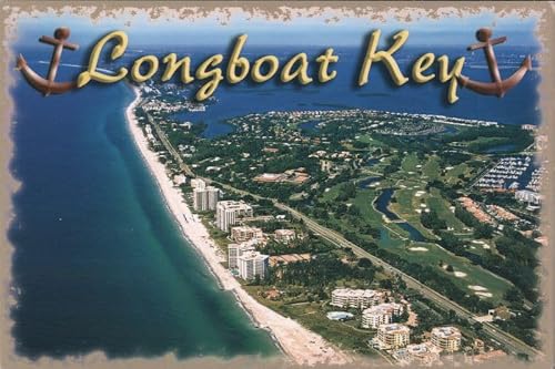 Longboat Key FL Aerial View Coastline & Golf Course Postcard