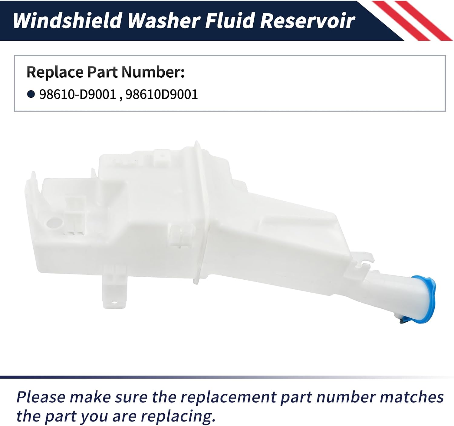 Windshield Wiper Washer Fluid Reservoir 98610D9001 w/o Motor & Water Pipe & Sensor Hole Compatible with Kia Sportage 2017 2018 2019 2.0L 2.4L Replace 98610-D9001