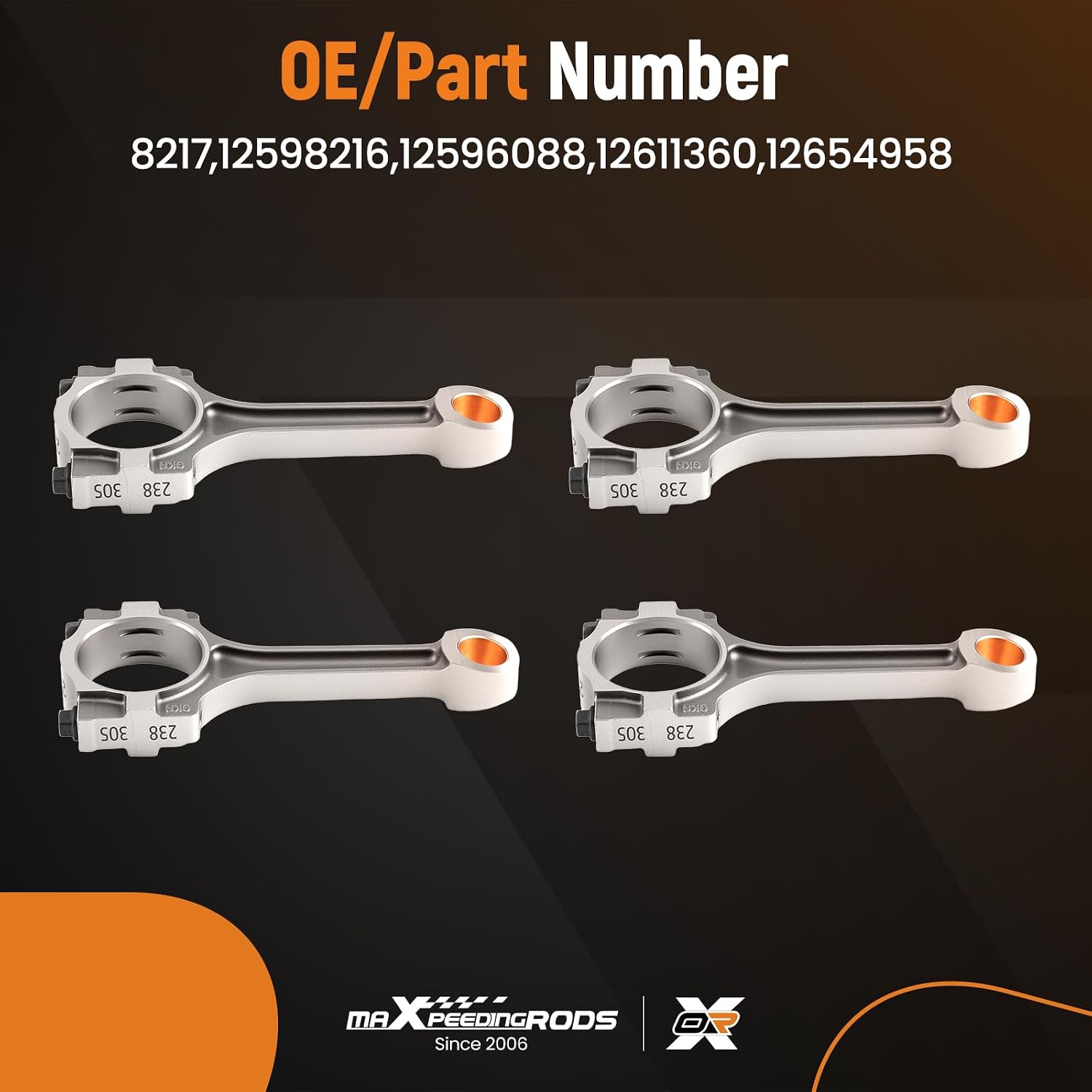 maXpeedingrods 4Pcs Connecting Rods for Buick Allure 2.4L 2010-2015, for Buick LaCrosse 4 Cyl 2.4L 2010-2016, for Regal 2011-2017, for Verano 4 Cyl 2.4L 2012-2017, 12598216