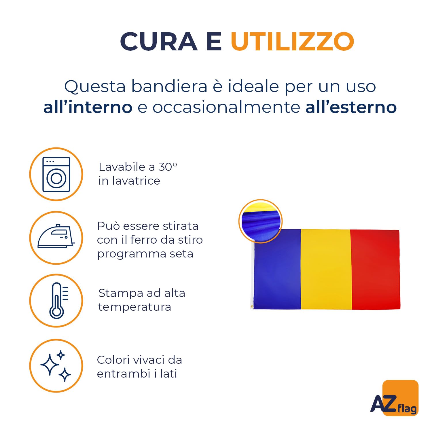 BANDIERA ROMANIA 90x60cm - BANDIERA RUMENA 60 x 90 cm - Nuova
