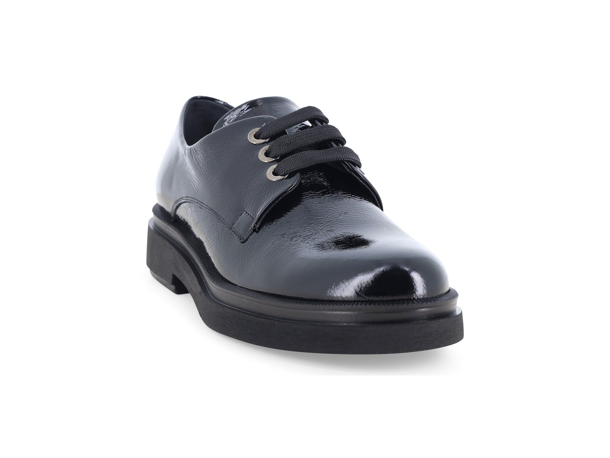 Melluso Scarpa Bassa Donna Stringata in Vernice Nera con Tacco Basso