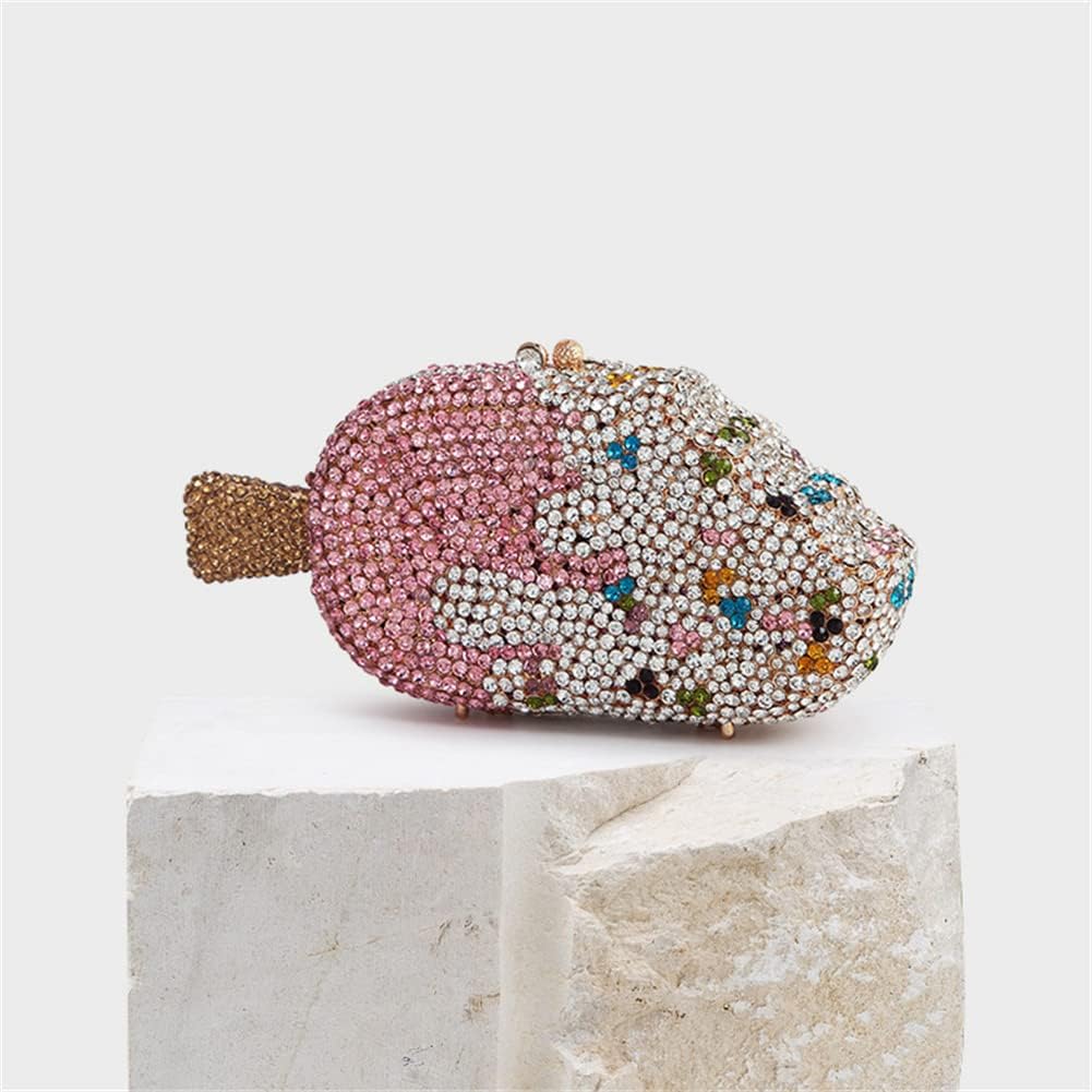 Women Ice Cream Shaped Evening Clutch Glitter Full Rhinestones Bag Girl Summer Dress Shoulder Bag - Image 6