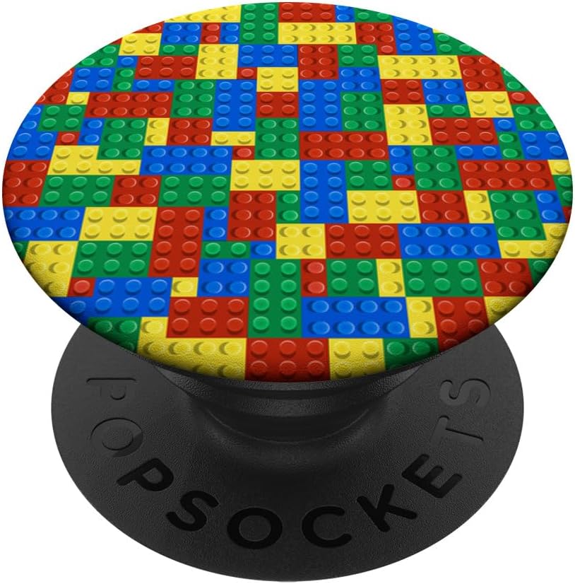 Colorful Block Pattern Retro Toy Brick Style for Creatives PopSockets Adhesive PopGrip
