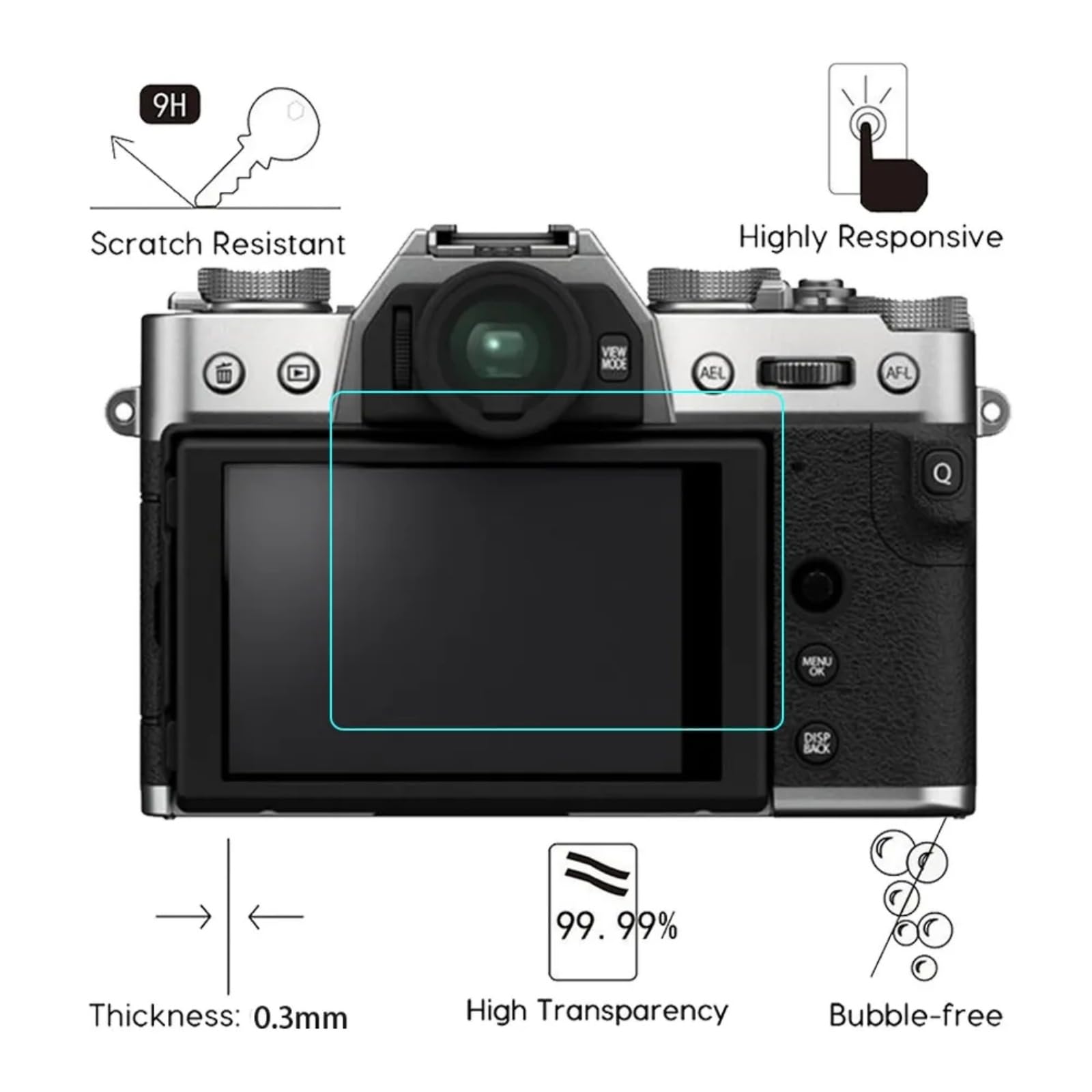 YSJJZRL 2 Pcs 9H 2.5D Anti-Scratch Tempered Glass Camera LCD Screen Protector Film For Fuji X-S20/XT4/XPR03/X100V etc (For Fuji XT4)