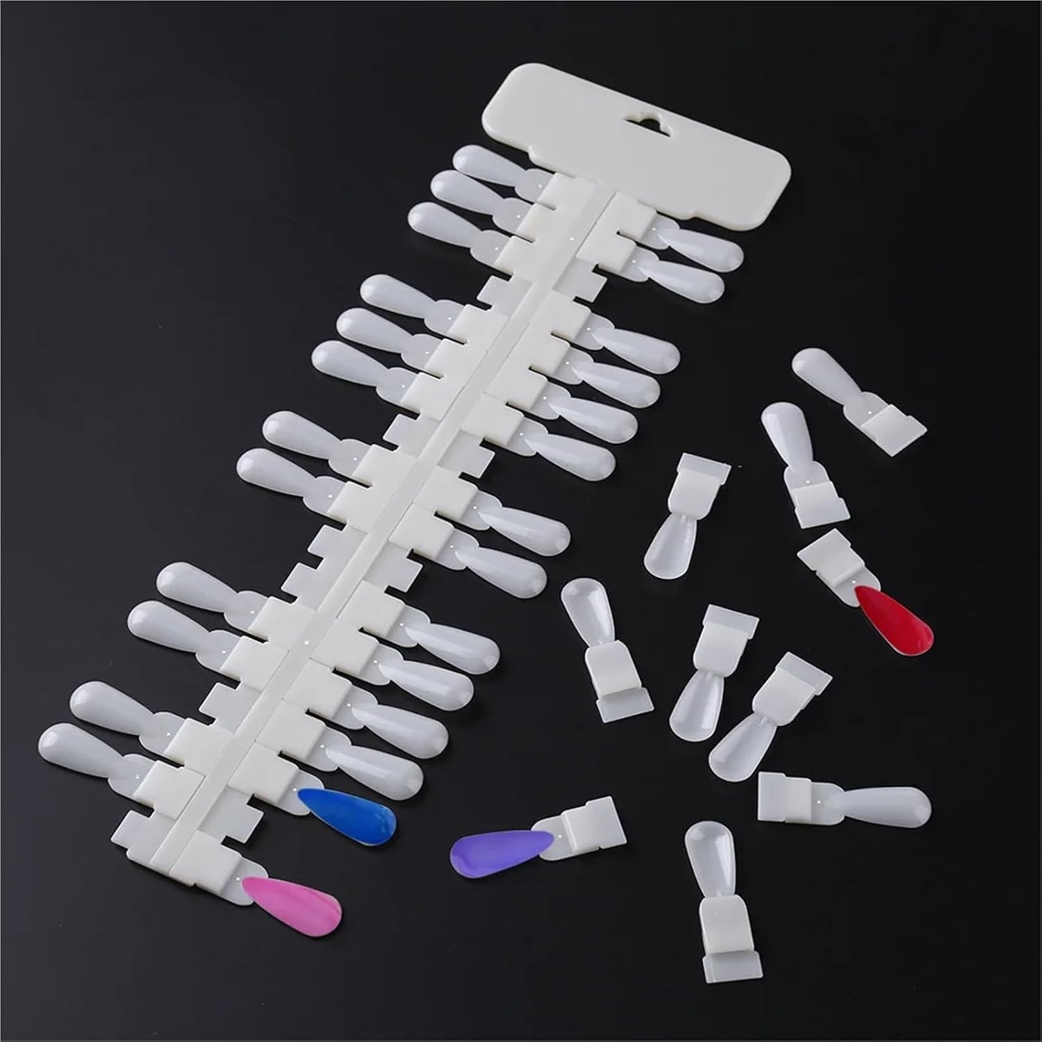 Nail Display Tips 72 Pcs False Nail Color Card, Removable Manicure Practice Board(White)
