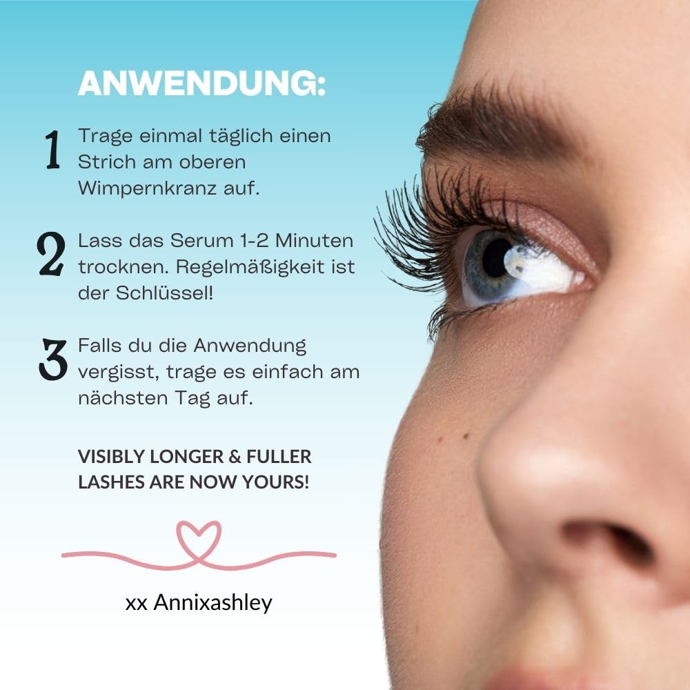 Annixashley Lash Wimpernserum für Premium Wimpernserum für Längere & Dichtere Wimpern – Wachstumsfördernde Formel mit Biotin und Peptiden – Sichtbare Ergebnisse in 6-8 Wochen