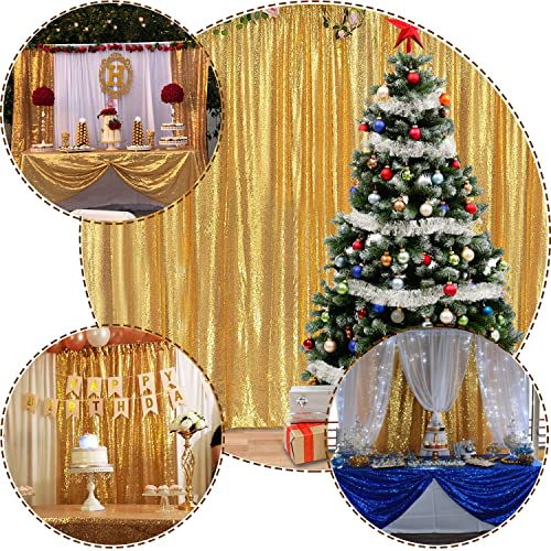 Cortinas de Fondo Doradas de Lentejuelas 4x8 pies 2 Paneles miniatura 2