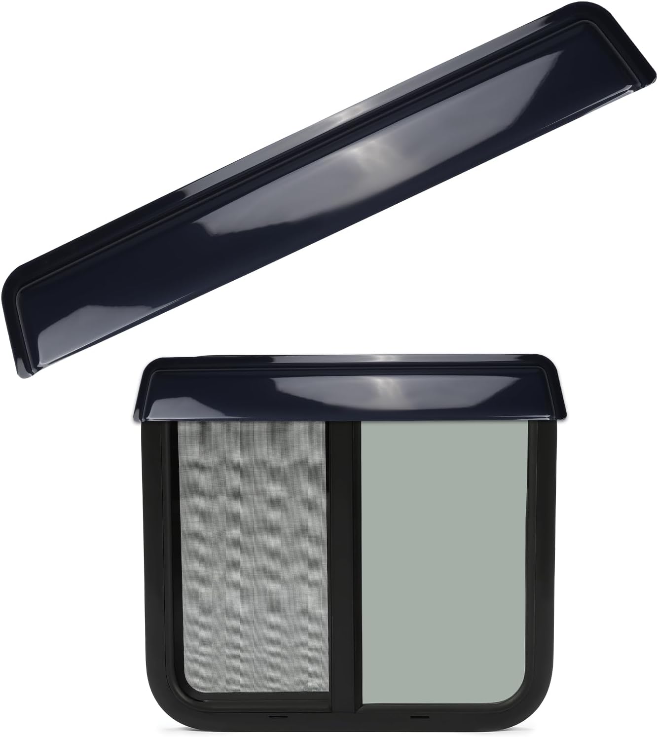 RV Window Visor Deflector, Rain Guard Extra Durable Sun Wind Air Side Vent Deflector Fits for 18-24inch Wide Window