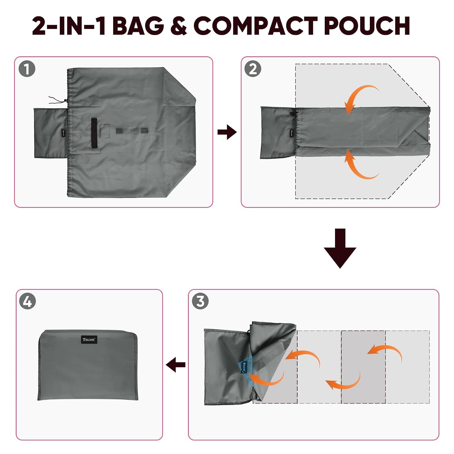 BALEINE Car Seat Travel Bag for Airplane, Water-Resistant Car Seat Bags for Air Travel, Foldable Cover with 3 Handles, Fits Toddler Carseat, Convertible and Booster Seats (Gray)