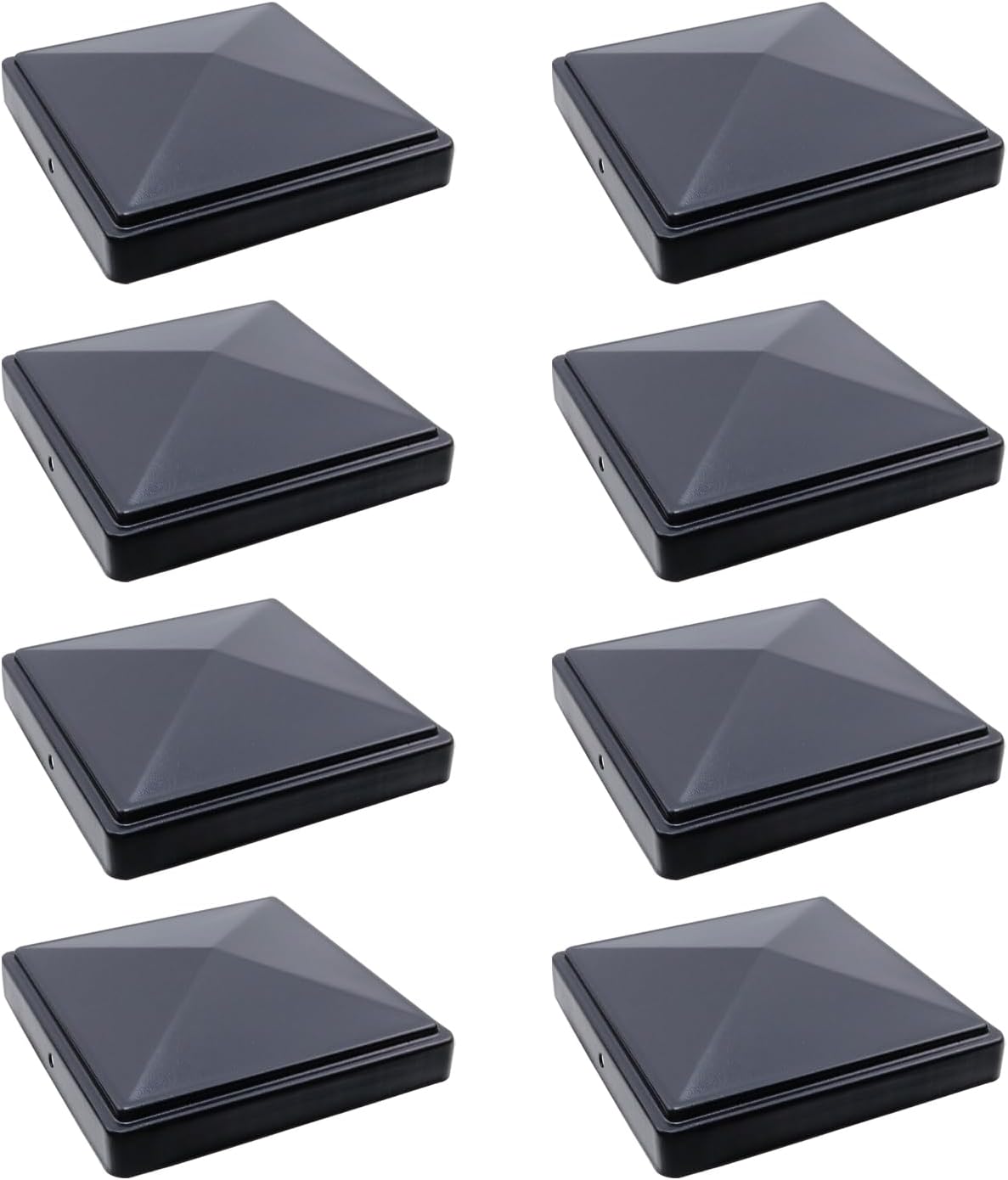 Semetall 4.72"× 4.72" Post Cap,Metal Pyramid Post Caps Cover for Outdoor Fences,Decks or Corridors,Black,Pack of 8