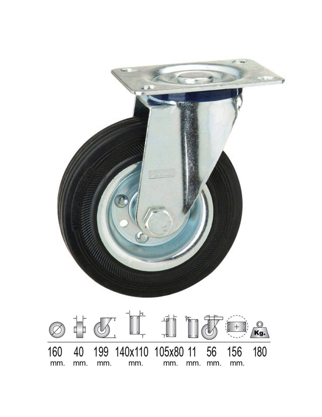 Roue Wolfpack 11110059 modèle 2-0231 industrielle pour chariots et manutention