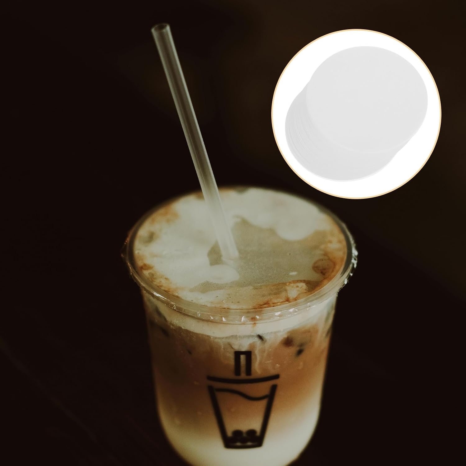SOLUSTRE 500pcs White round Beverage Sealing Paper 11.5cm for Coffee Shop and Juice Shop, Easy to Apply and Secure Sealing, Greaseproof Parchment Paper Liners for Drinks and Food