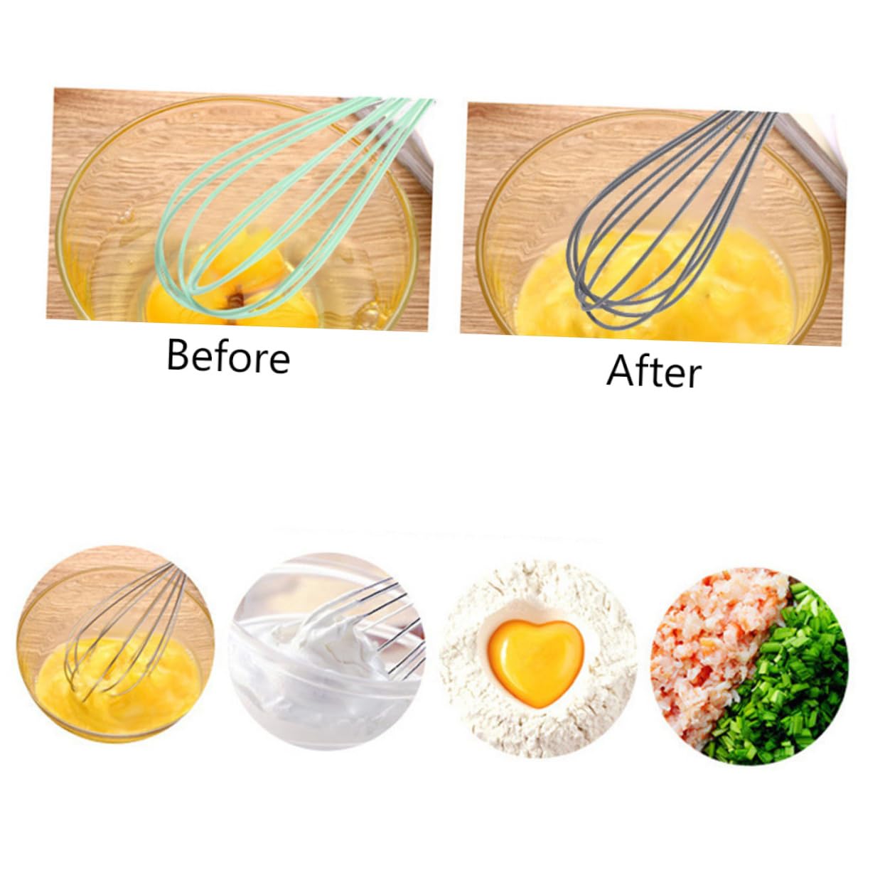 OUNONA 2Pcs Stainless Steel Egg Beater with Wooden Handle Manual Whisk for Eggs Cream and Dough Mixing Kitchen Tool for Home Cooking and Baking