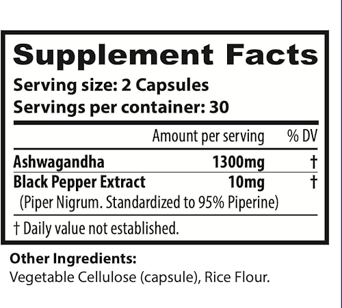 Miniatura 6 de Synergies.Health Ashwagandha (Withania Somnifera) Pimienta negra orgánica  Cápsulas de Pullulan de 1300 mg  Apoyo natural del estado de ánimo y