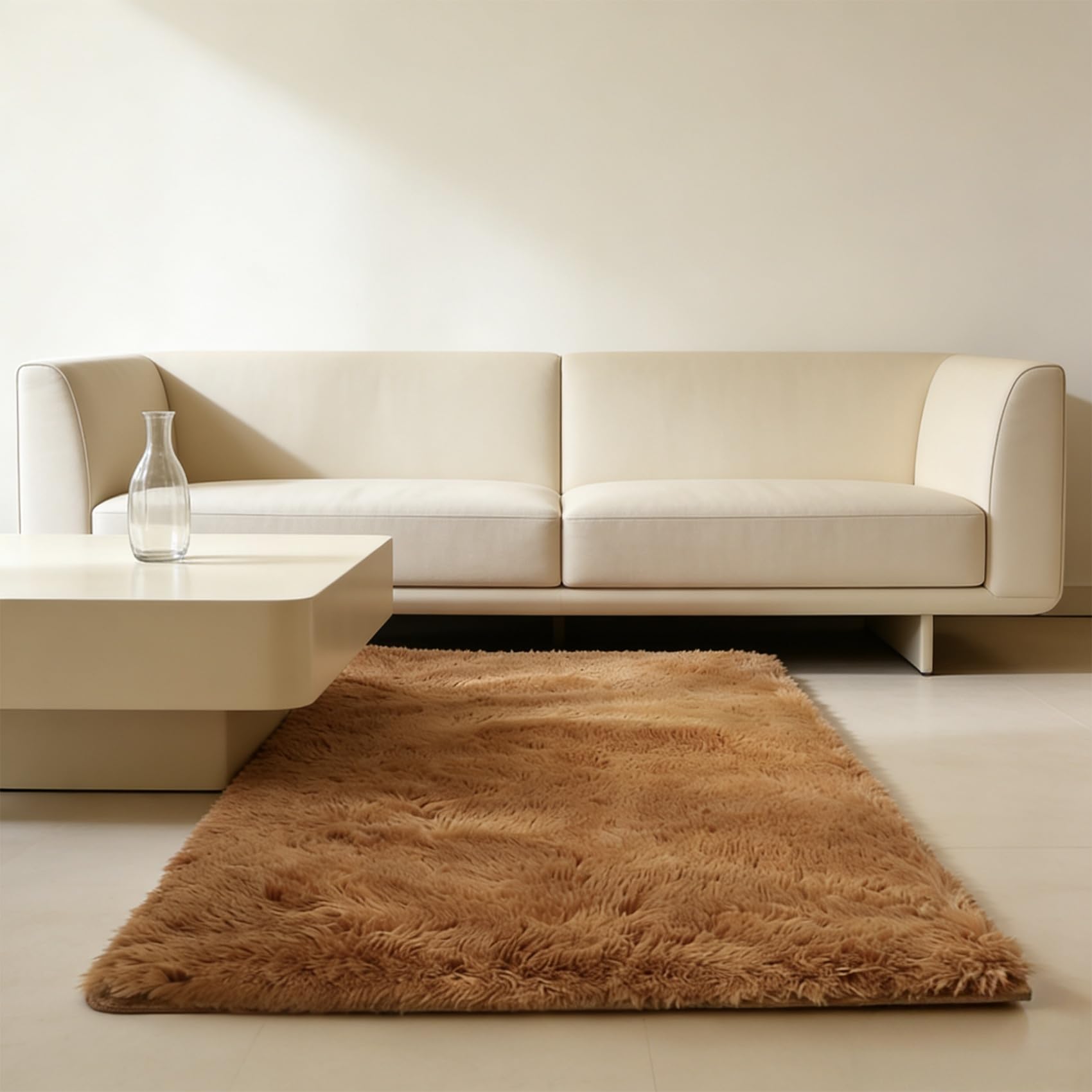 Tapis de chambre élégant marron 145x180 cm haute densité et finitions soignées
