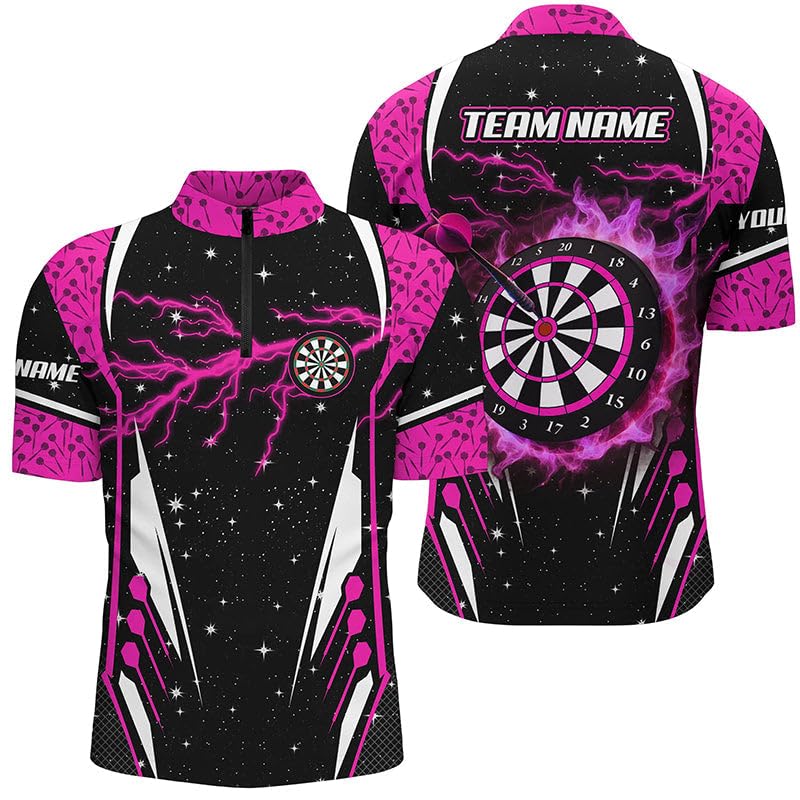 Personalisierte Thunder Lightning Pink Dart-Trikots für Herren & Damen - Individuelle Team-Dartshirts T2148