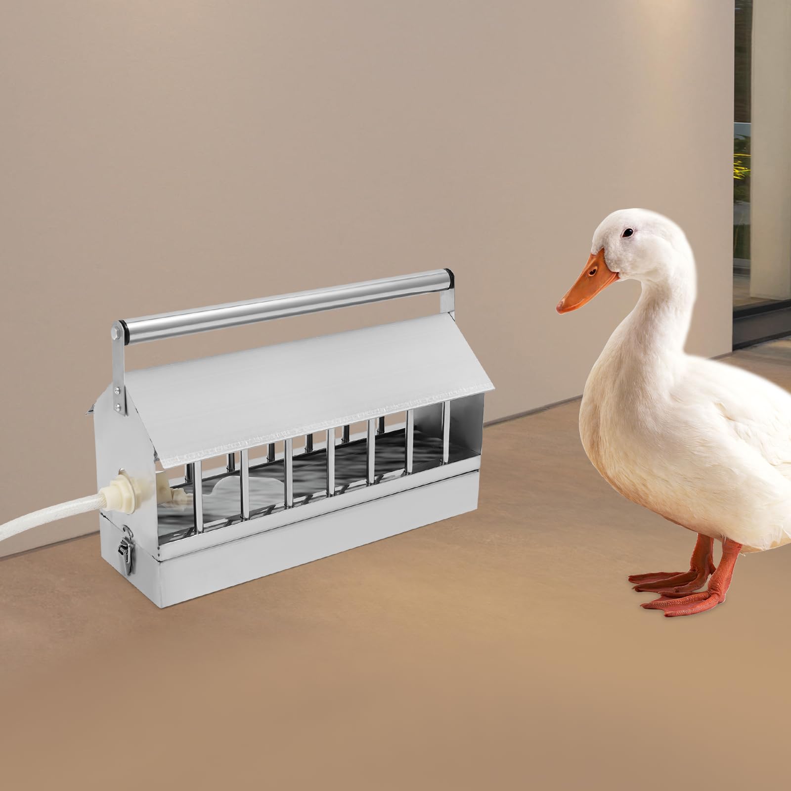 Recipiente automático para beber aves de corral, 40 x 12 x 22 cm, con válvula de flotador, recipiente automático para pollos, patos y pájaros