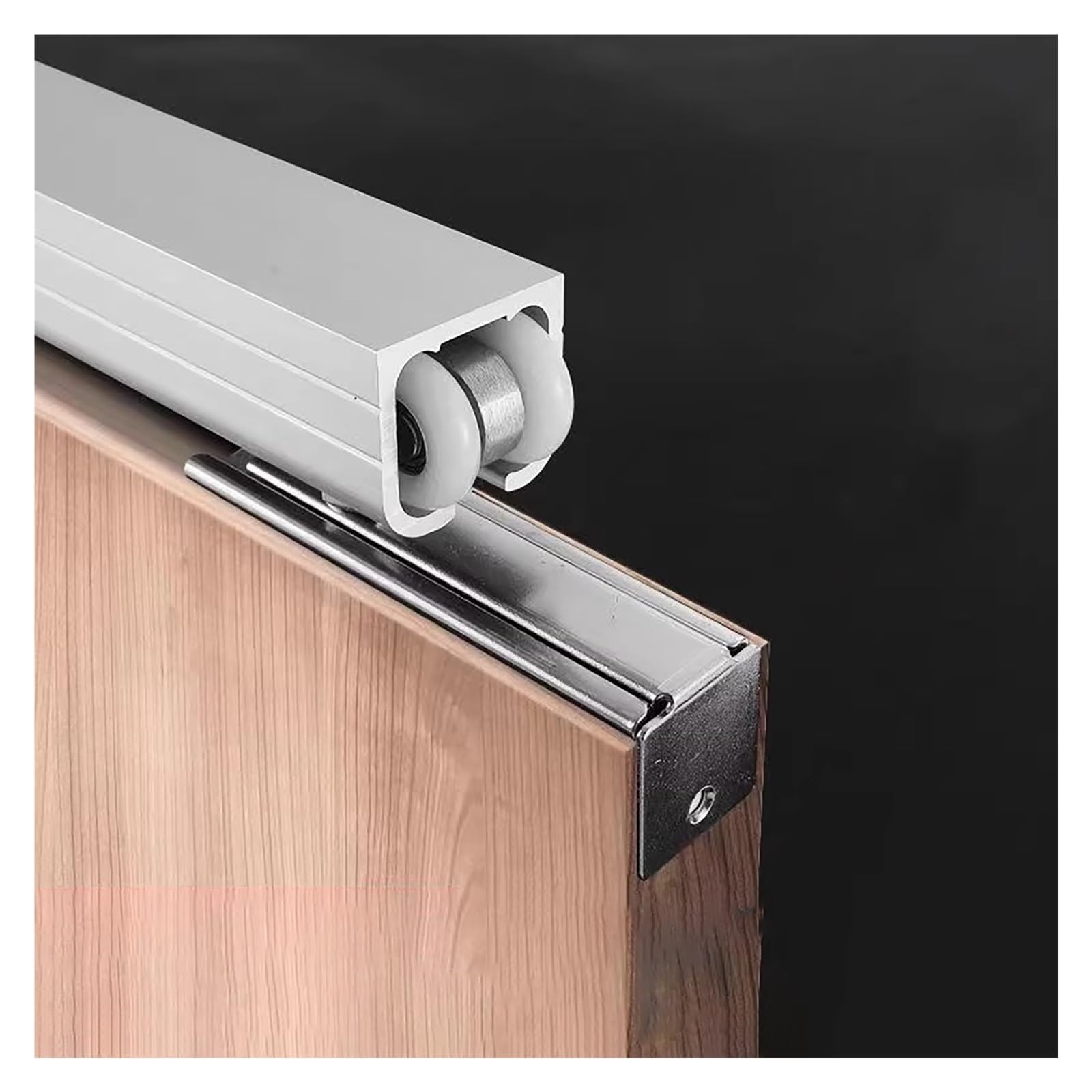 Kit de herrajes de aluminio para puerta corrediza de perfil bajo con 8 ruedas y accesorios de montaje, sistema de puerta corredera de armario de 305 cm
