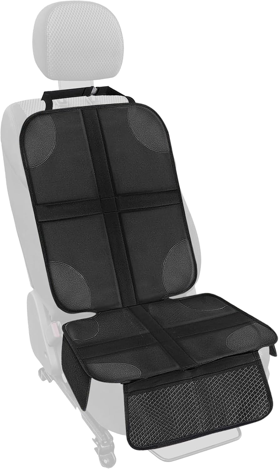 OdiuK Car Seat Protector for Child Seats 600d Oxford Fabric with Non-slip Bottom and 2 Mesh Storage Pockets Baby Car Seat Protectors for Fits Isofix (1)