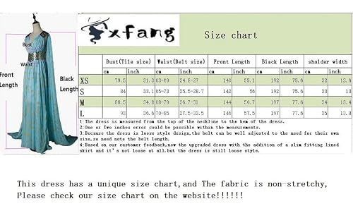 Xfang Women's Chiffon Dress Halloween Cosplay Costume Blue Long Train Dress (S) #TOP6