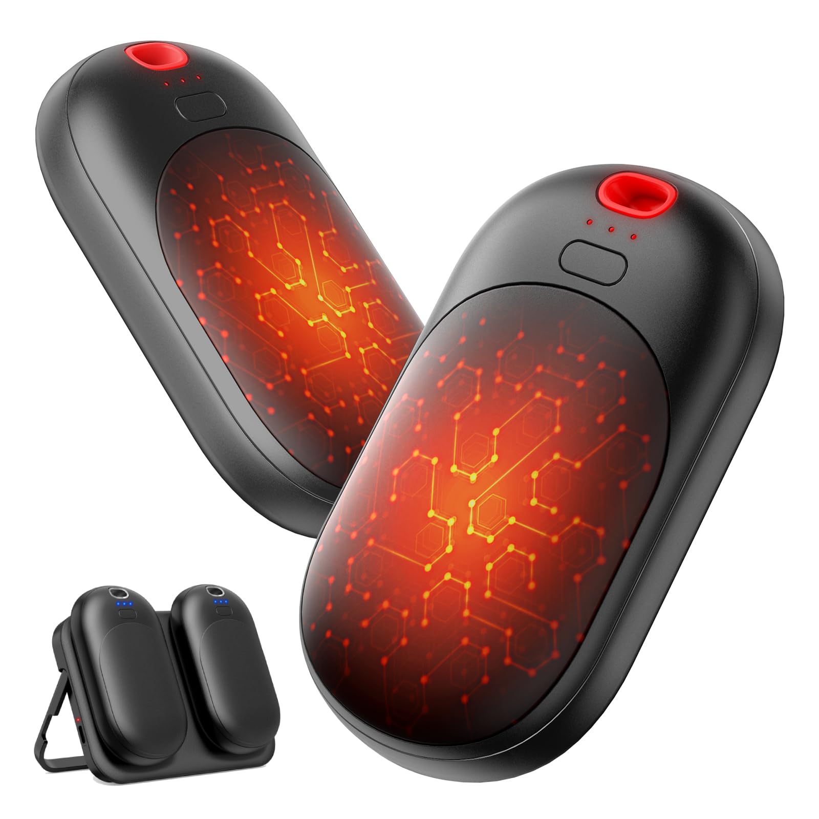 Handwärmer Elektrisch 2er-Set mit Ladestation, Wiederverwendbar | 1s Schnellheizung, 3 Stufen, 11h Wärme, 4000mAh Ultradünn Handwärmer für Handschuhe Outdoor Camping Skifahren & Geschenk