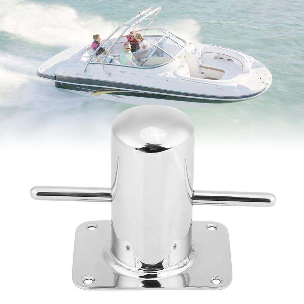 KIMISS Poste de amarre para barcos de acero inoxidable, para yates y emba ciones, 120mm x 90mm, resistente a la corrosión, Poste de samson cruzado