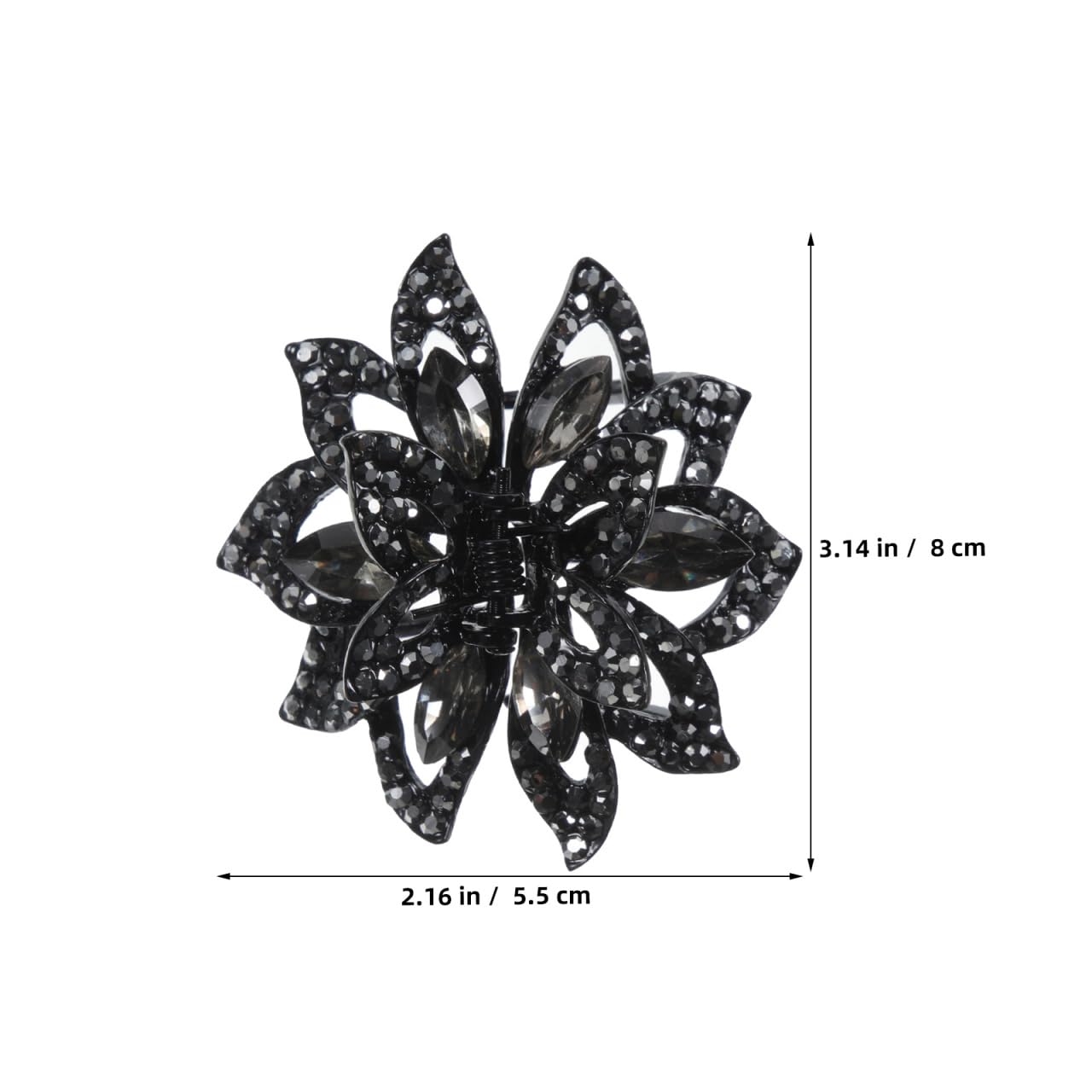 FRCOLOR 2pcs Rhinestone Claw Hair Clips for Women and Girls Decorative Small Flower Hair Claw Clips for Thick and Fine, Black