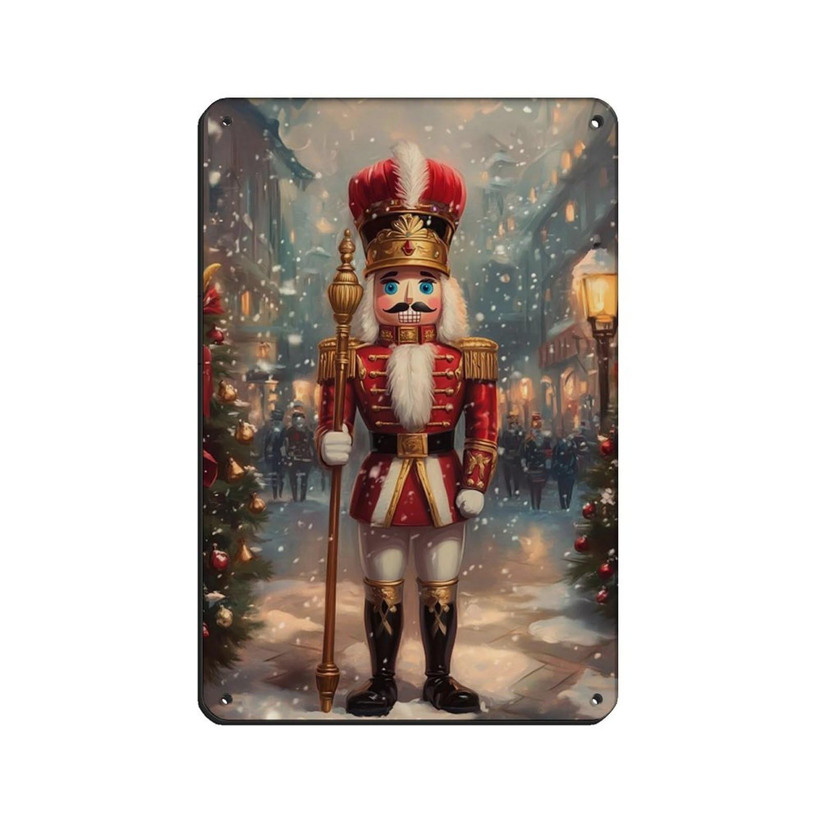 Nutcracker, Christmas Art, Farmhouse Decor Tin Sign Vintage Metal Pub Club Cafe Bar Home Wall Art Decoration Poster Retro 8x12inch(20x30cm)