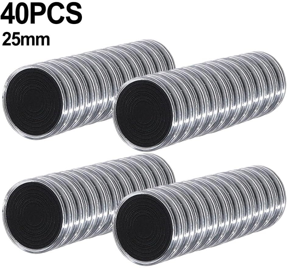 Coin Capsule Holder Storage Box Case 40 Pcs with Adjustable Gaskets 16-46mm - Transparent Coin Organizer Compatible with 16/20/25/27/30/33/38/46mm Diameter