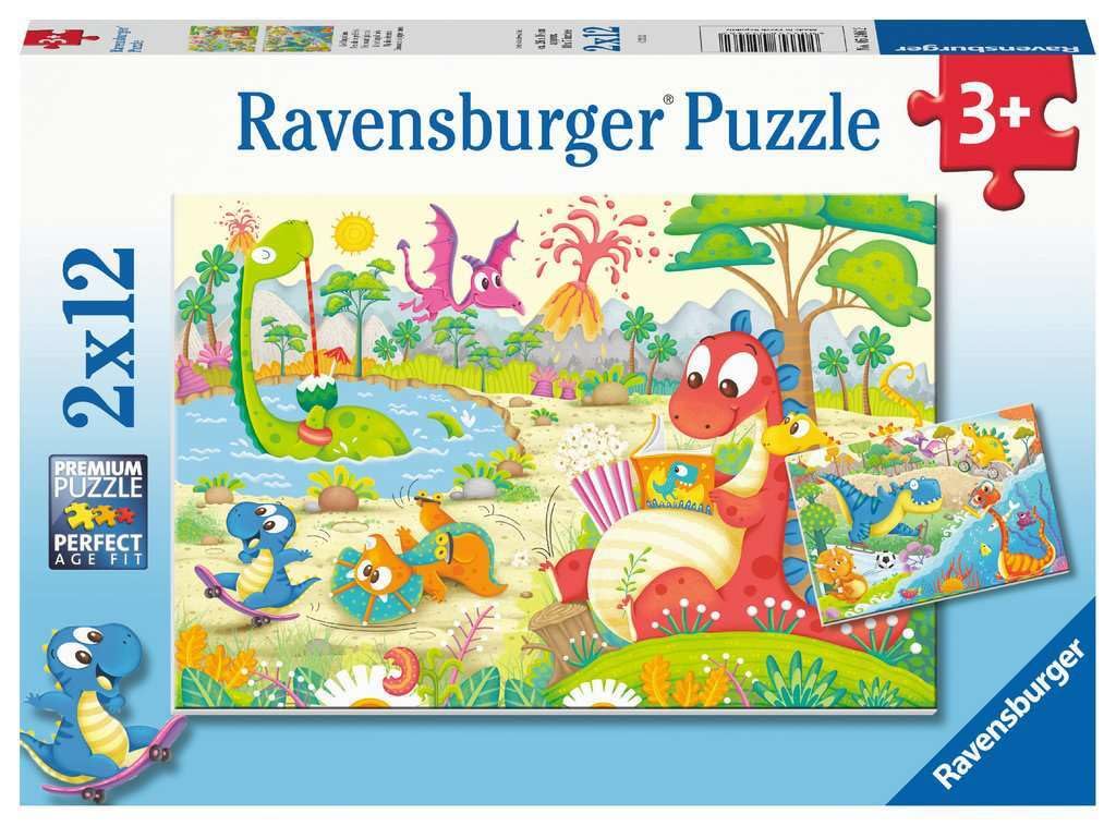Ravensburger Puzzle Enfant - Mes Dinos Préférés 2x12 pièces - Dès 3 Ans