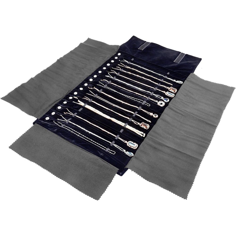 Borsa per Rotolo di Gioielli in Velluto Borsa Portatile per Organizzatore di Collane con Ciondolo Custodia per Espositori per Bracciale Borsa di Stoccaggio Custodia per Gioielli Viaggio