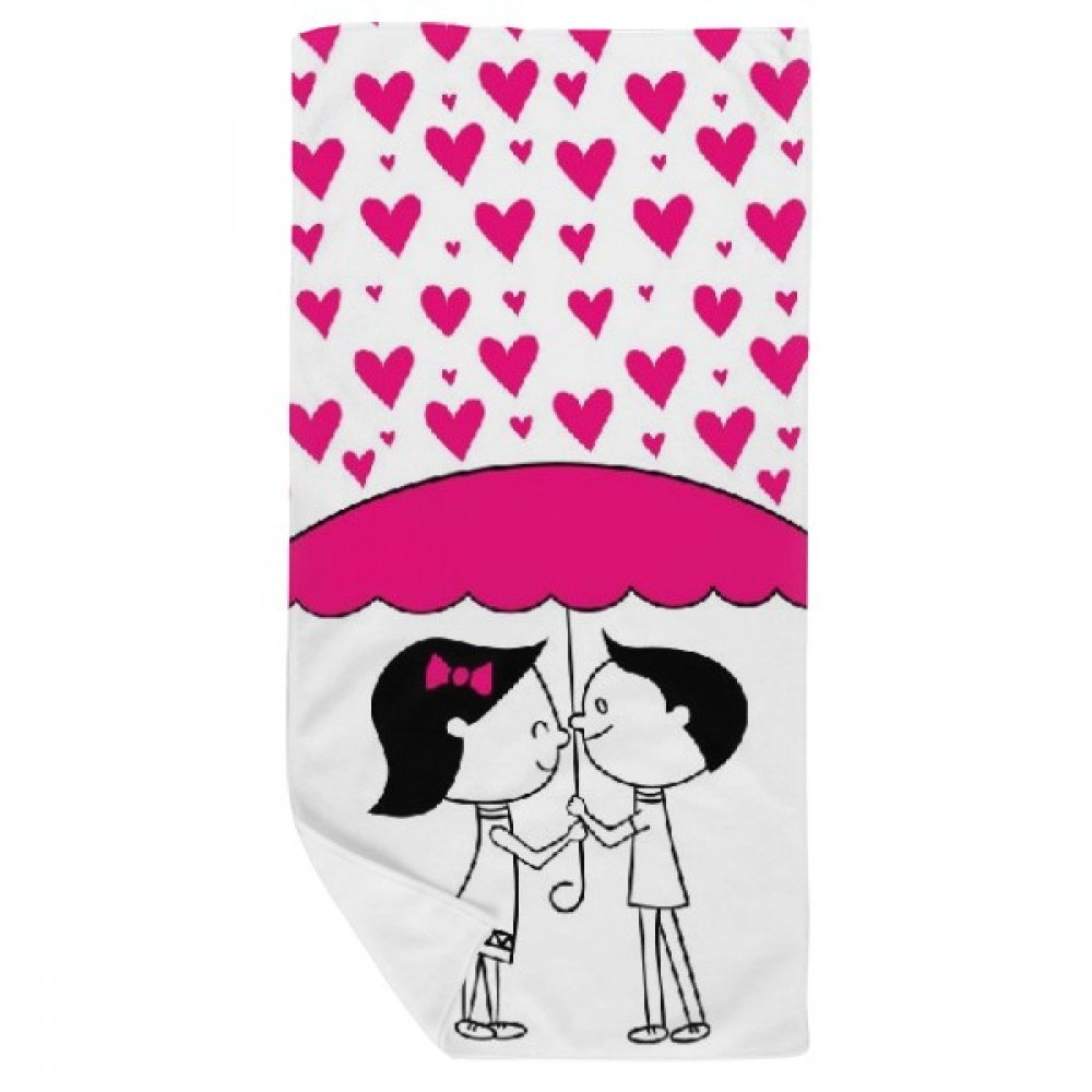 Serviette de bain douce célébrant l'amour avec un motif de couple amoureux