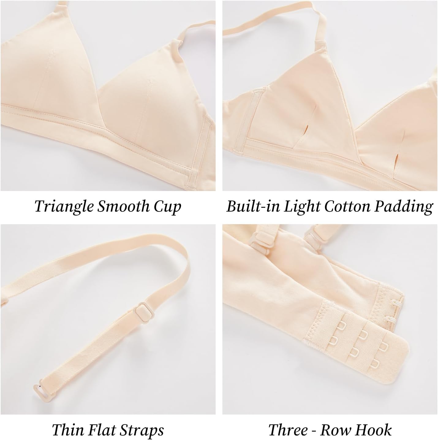 V Neck Cotton Bra No Underwire Padded Breathable Comfortable Bras for Women Everyday Triangle Bralette for AAA-B Cup - Image 6