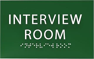 6" X4" Interview Room Sign - ADA Compliant Tactile Graphics Grade 2 Braille Text Acrylic Wall Sign | Privacy, Meeting, Room Name Sign for Schools, Hospitals, Offices, & Apartments