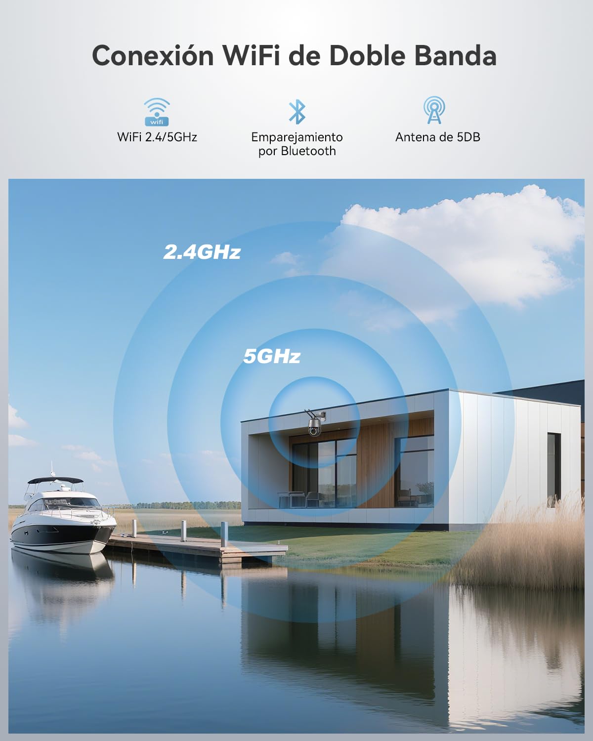Ctronics 4K 8MP 30X 3D Zoom Óptico Cámara Vigilancia WiFi Exterior,2,4/5GHz | Auto Segui/Cruce/Zoom, Detección de Persona/Vehículo/Animal, Visión Nocturna 150M, Alarma con Luces R&B, Cloud/Metal