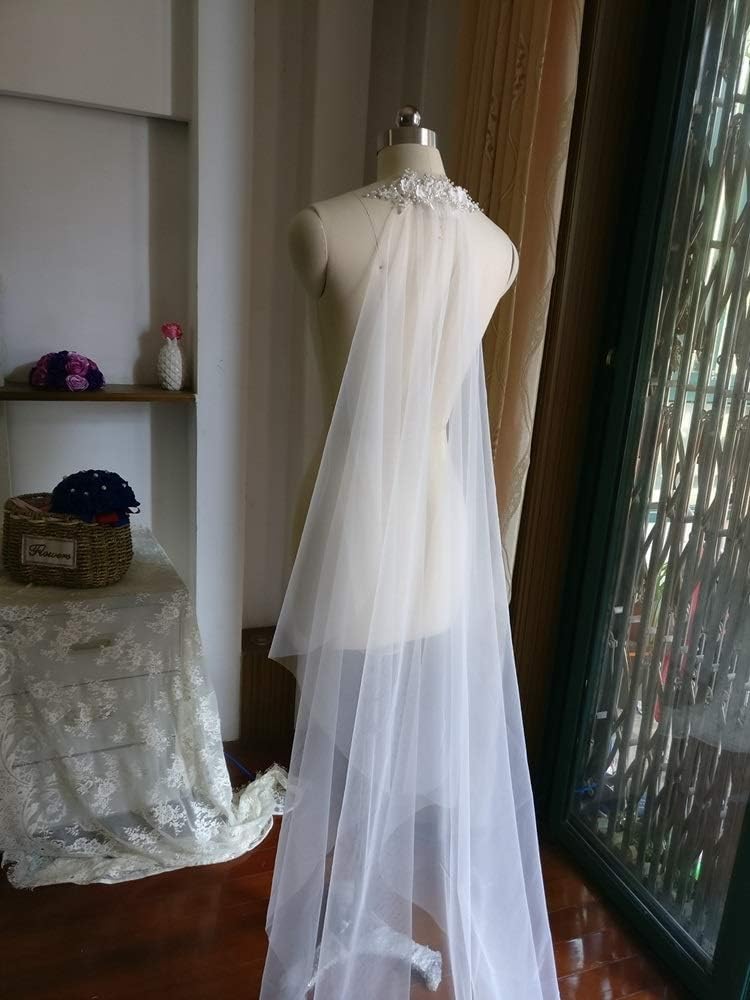 Bruidssluier 2 M gesneden sluiers Randkam Bruidssluier Eén laag Schoudersluier 200 cm / 300 cm Kanten kralen parels Elegante bruidssluier