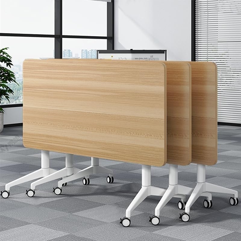 Folding Conference Table, Rectangular Conference Room Table Flip Top Mobile Training Table, with Four Locking Wheels, Rolling Meeting Table, for Office, Conference Rooms, Training Rooms(B,47x24x30in)