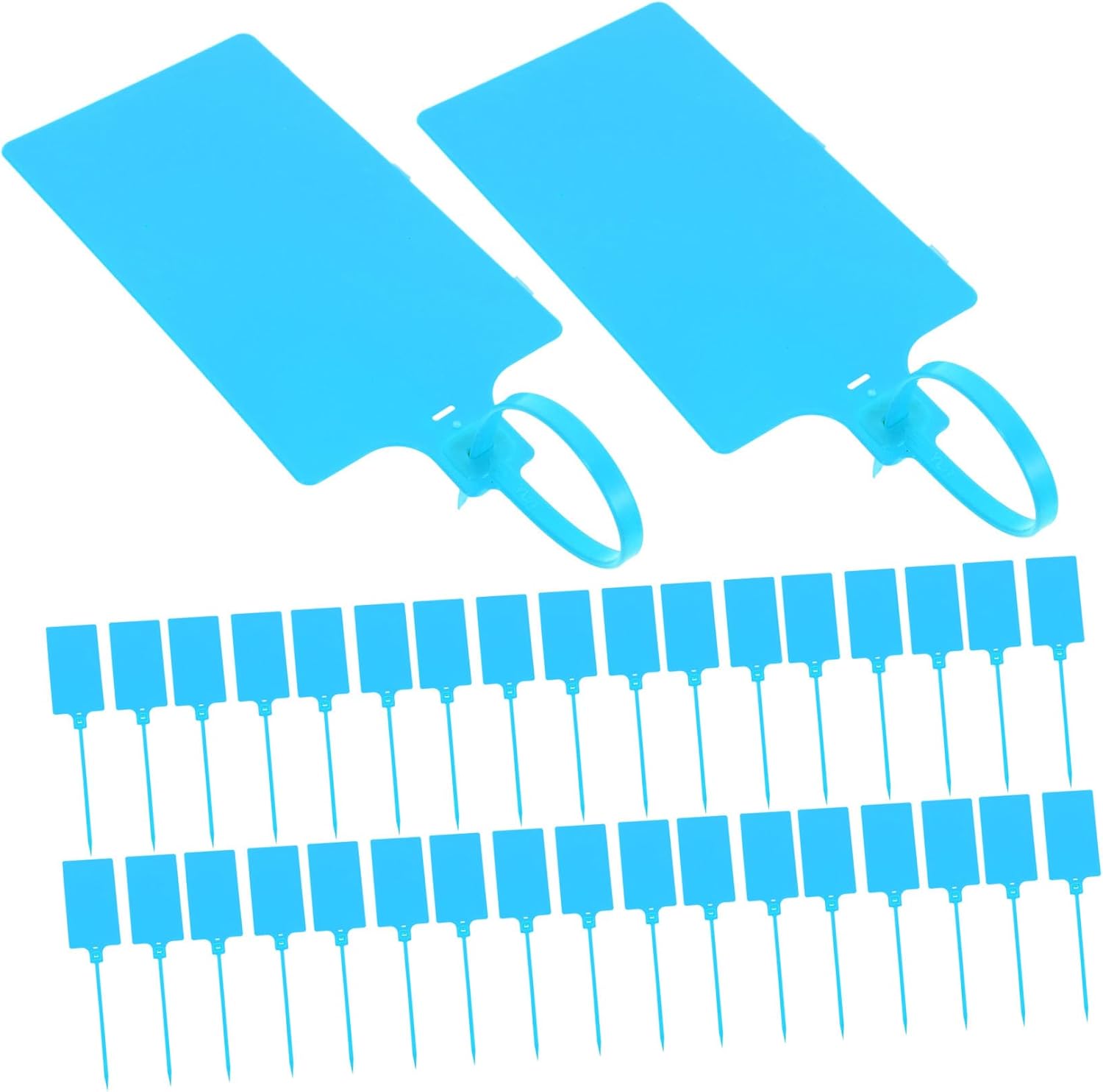 Healeved 100pcs Blue Plastic Shipping Tags with 5.8x100mm Size, Sturdy Cable Shipping Labels for Inventory and Logistics Packaging