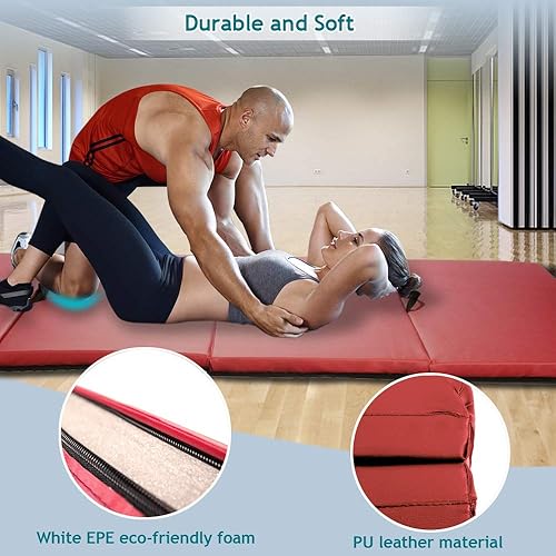 Miniatura 9 de Gym Exercise Mat Thick Gymnastics Mat Home Floor Gym Mat 4x8x2 Folding Panel Fitness Training Pad Fold Tumbling Mat with Handles for Yoga Martial