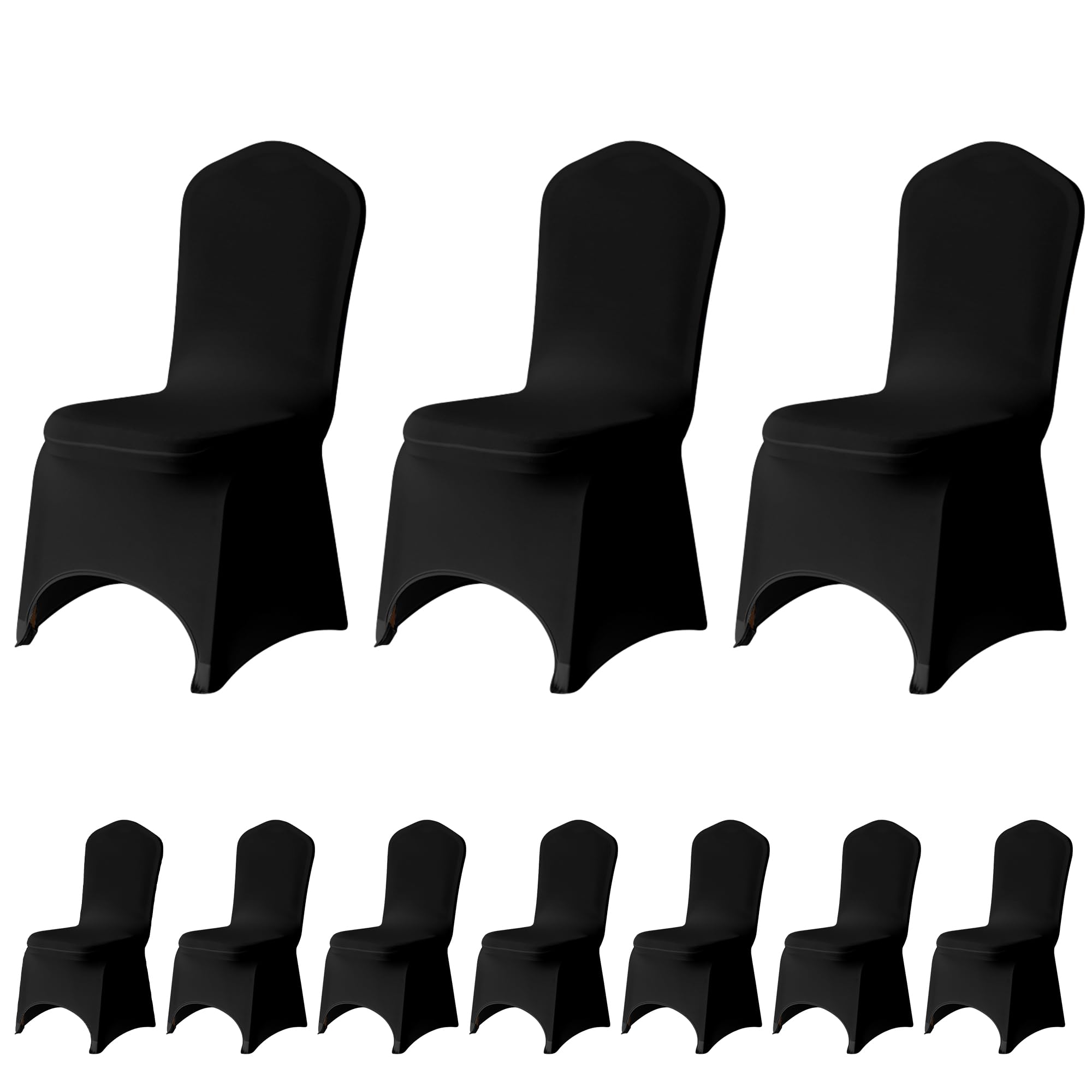 Trimming Shop Spandex Black Chair Cover Stretch Fabric Removable Washable Protective Slipcovers for Weddings Banquets Ceremony Hotel Dining Parties Decoration, 10pcs