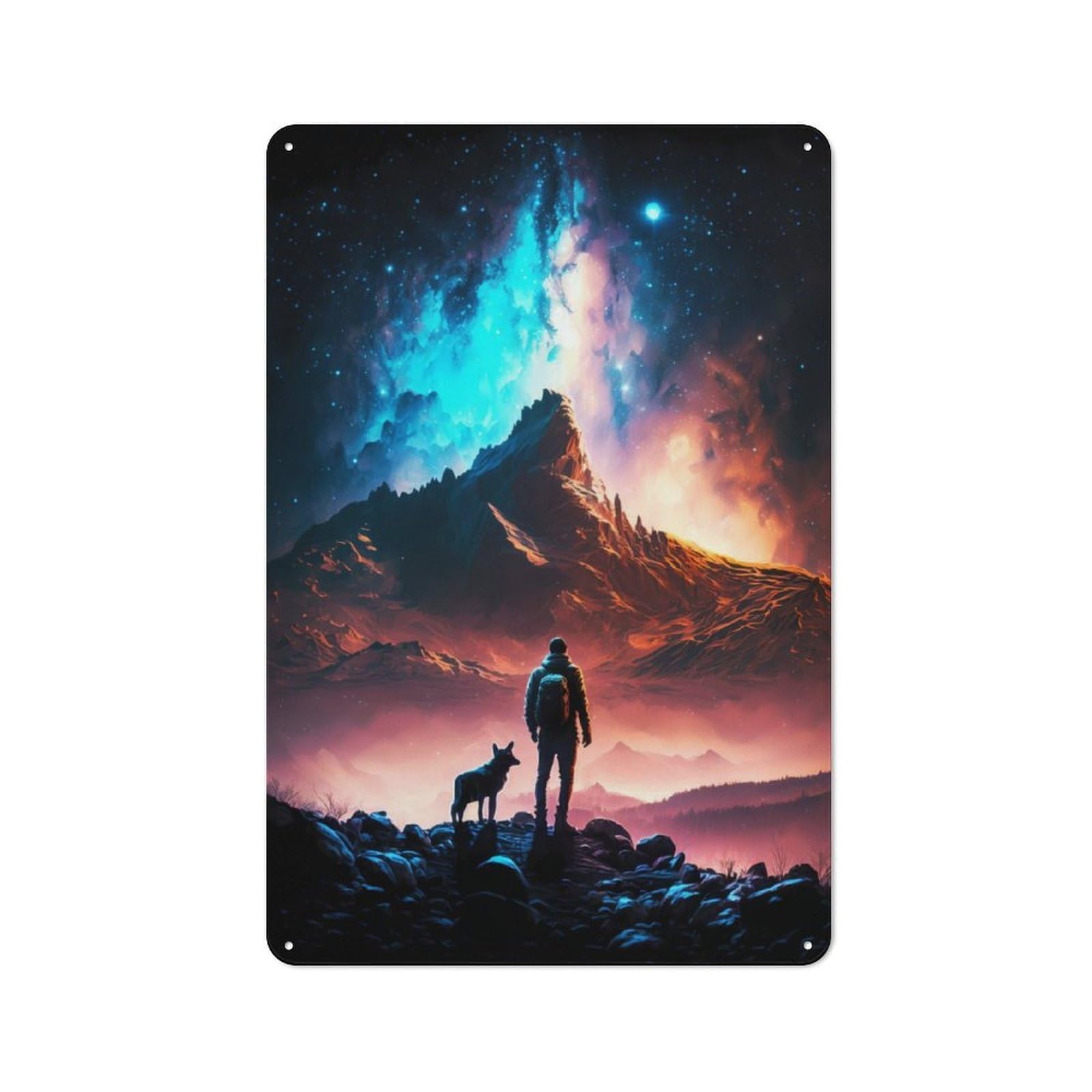 Junmoney Galactic Wonder Landscape Industrial-Style Metal Plaque 30X20cm For Workshop Wall, For Vintage Wall Decor Fans, For Themed Room Decoration
