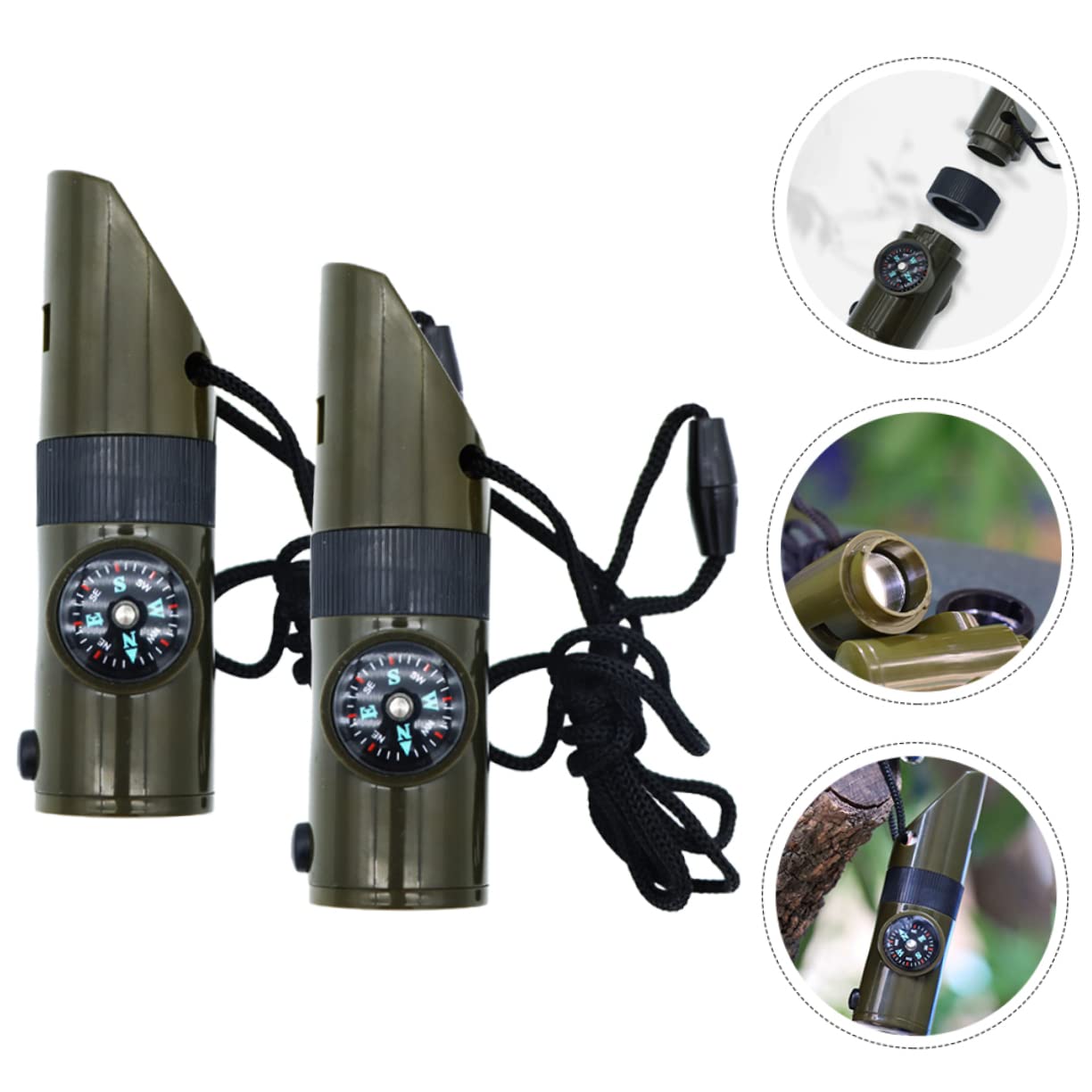 BESPORTBLE Kompasspfeifenkette Bogenschießen Outdoor Notfallpfeife Notfallpfeifen Elektrisches Thermometer Tragbare Outdoor Pfeife Doppelte Lanyards Multifunktionale Notfallpfeife