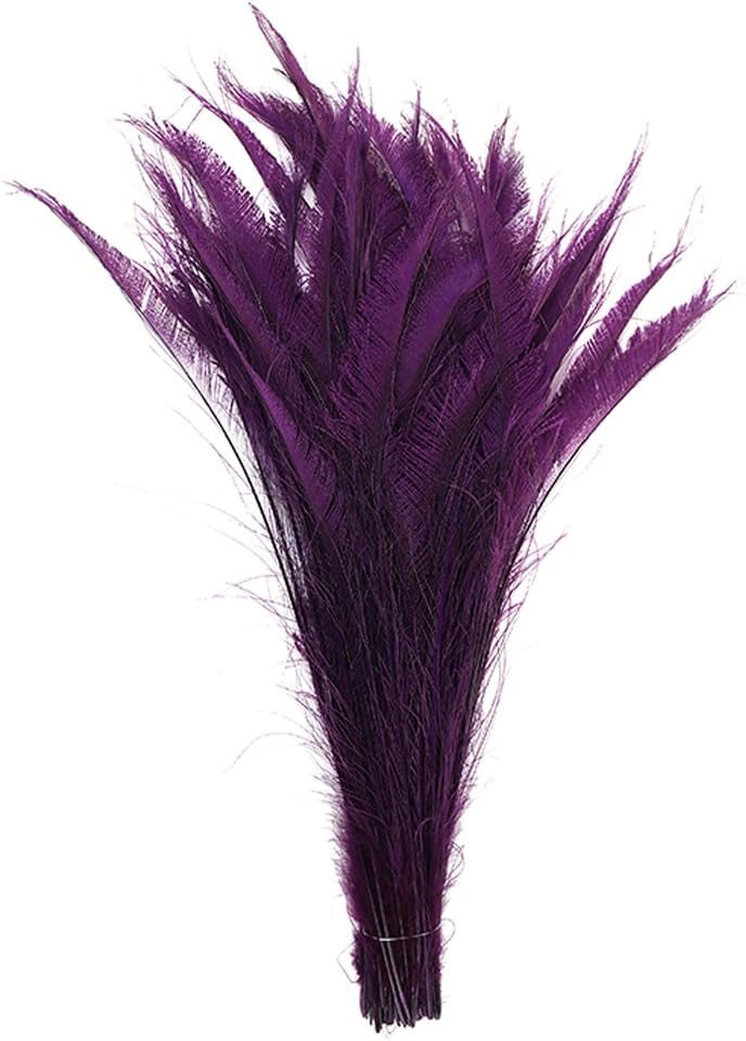 ZUCKER Bleached Dyed Peacock Sword Feathers - 25-40" 100pc Wedding DIY Craft Home Decor - Golden Iridescent